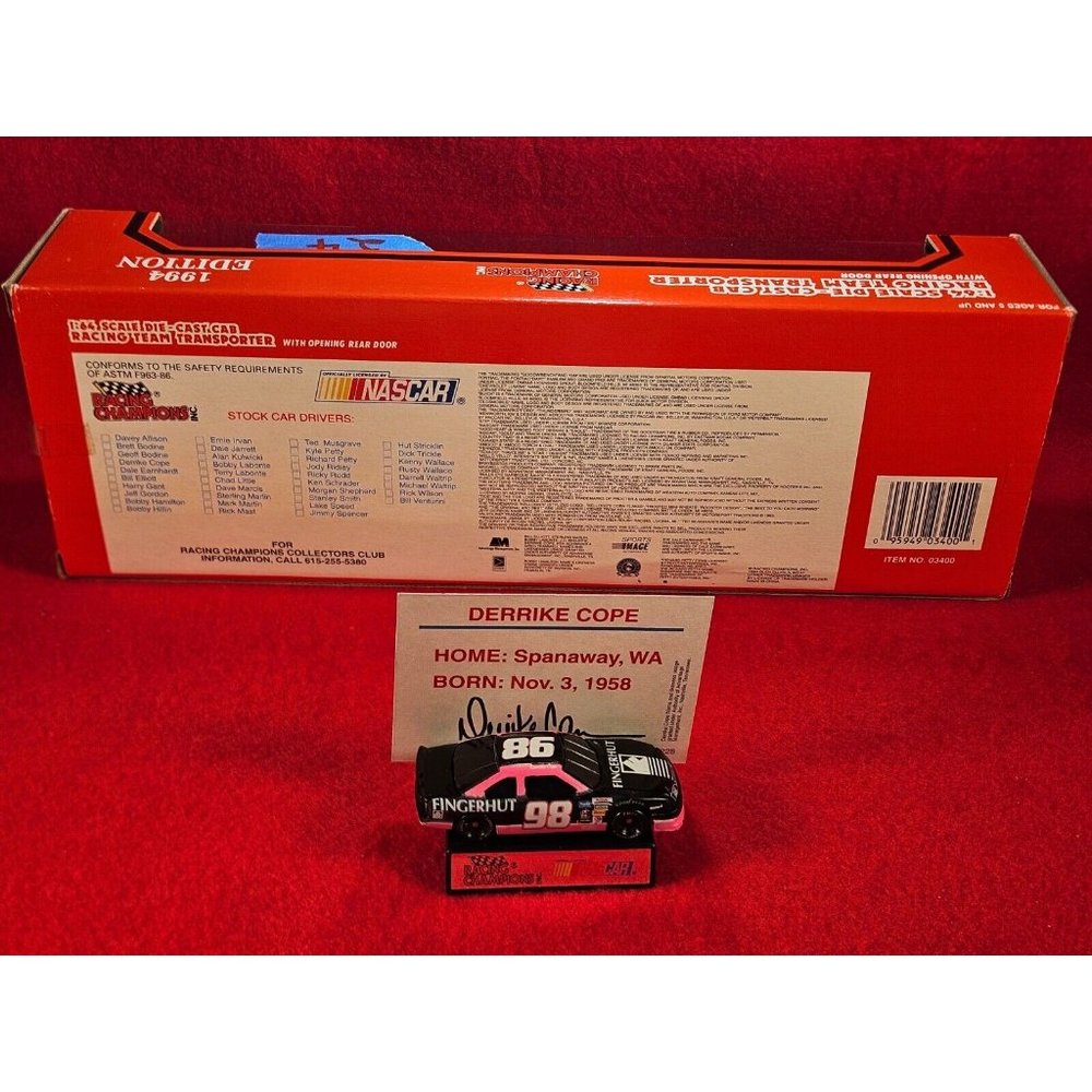 DERRIKE COPE NASCAR TRANSPORTER BUNDLE w/MATCHING STOCKCAR & PLAYER CARD (H24) - Picture 4 of 4